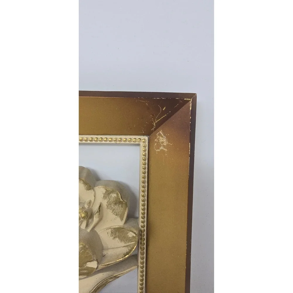 Vtg Syroco Hollywood Regency wall hanging plaques set of 2 flower mid century